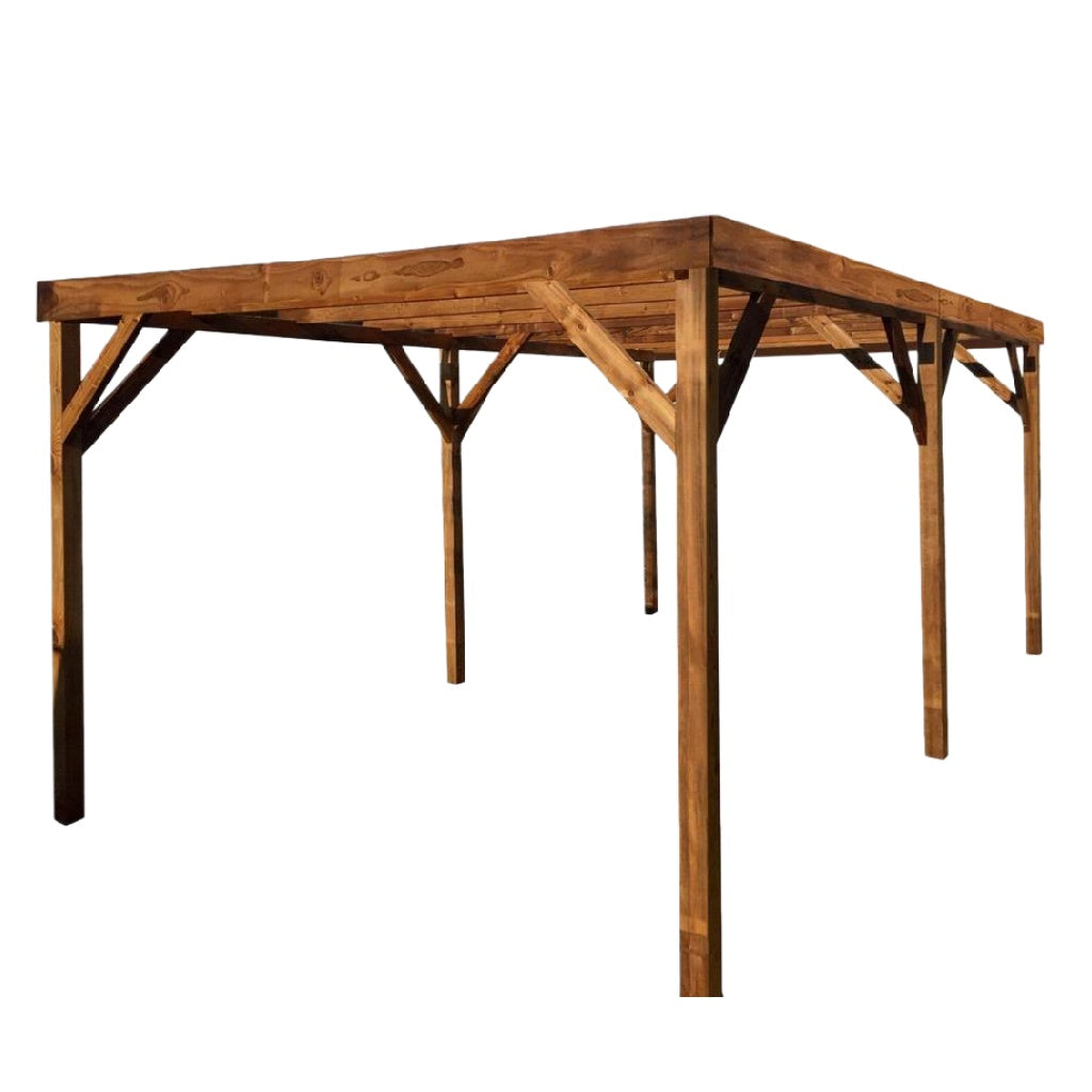 Carport en bois traité autoclave — 6 × 3 m — structure robuste pour voiture