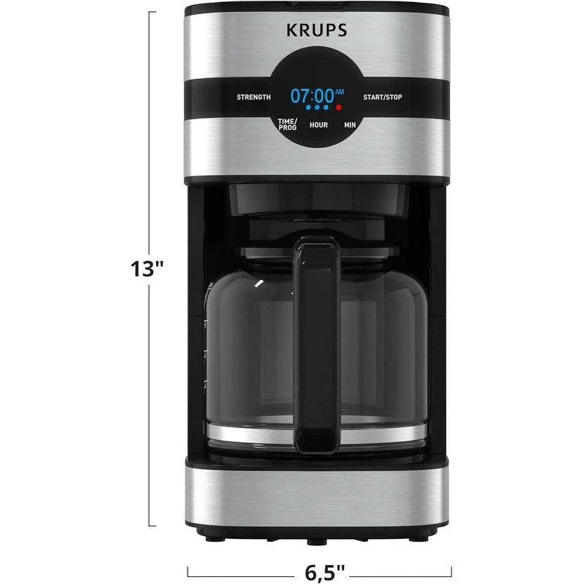 Cafetière numérique 10 tasses, acier inoxydable noir, programmation de l'infusion, pause et service automatiques
