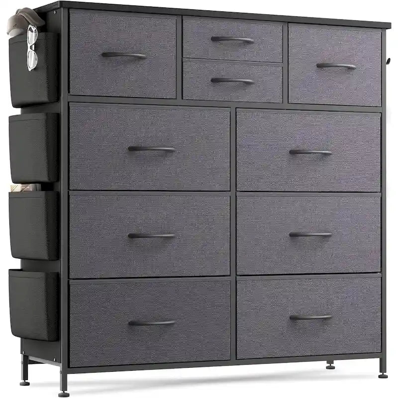 Commode à 10 tiroirs en tissu Meuble de rangement Tour de rangement pour placard Chambre