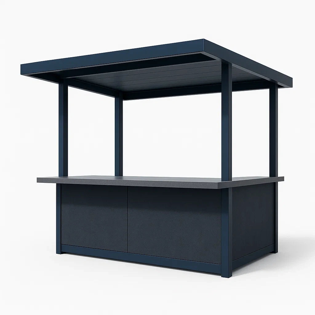 Pavillon de jardin avec bar en aluminium avec toit et comptoir gris 200x100x250 cm