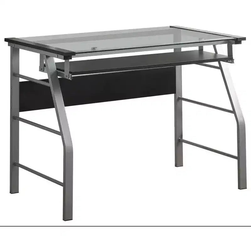 Bureau/Table d'ordinateur de la marque King en métal avec plateau en verre pour bureau à domicile