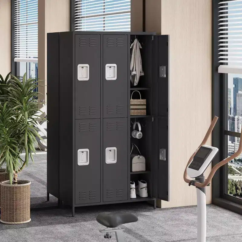 Casier de rangement à 6 portes pour employés de bureau, casier de rangement en métal à combinaison, casier en métal verrouillable pour employés avec porte, casiers de rangement industriels