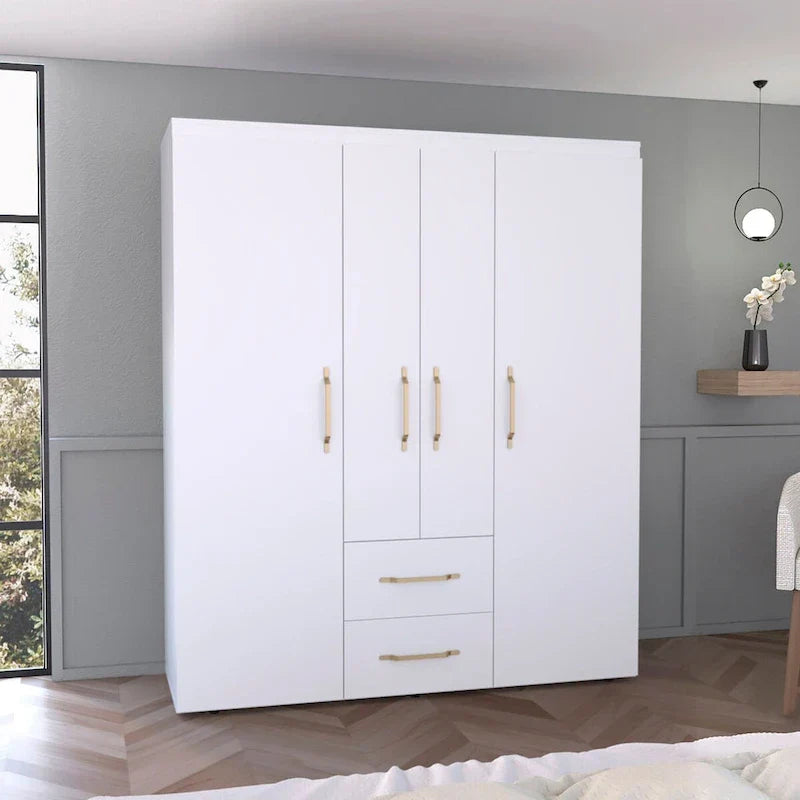 Armoire Bariloche avec tringles, étagères et 2 tiroirs