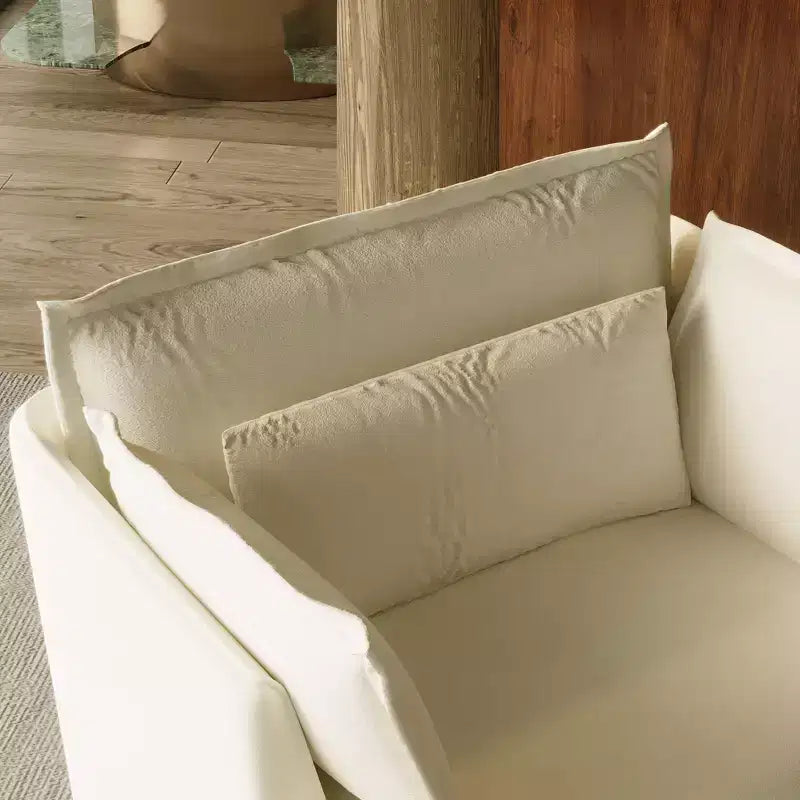 Fauteuil simple rembourré blanc Famapy, meuble de salon confortable avec coussins moelleux en coton
