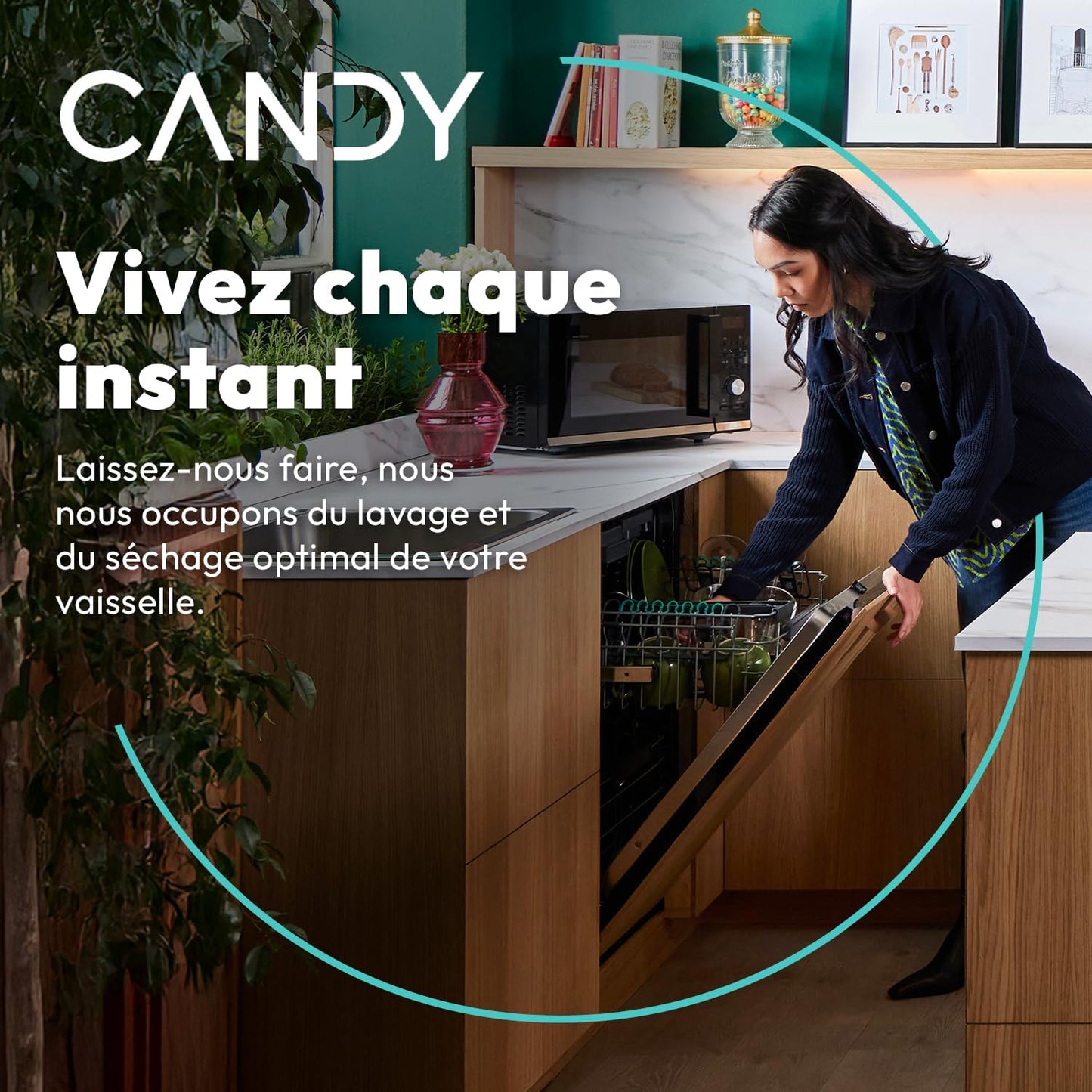 CANDY - Lave-Vaisselle - Pose Libre - 15 Couverts - Classe Énergétique C - Maxi Cuve, Wash & Dry 35 min, Ouverture Automatique, Contrôle à Distance - Noir - 60 x 85 x 60 cm - Modèle CF 5C6F0B