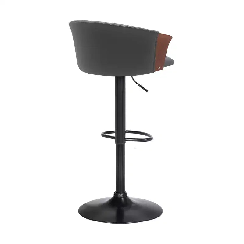 Chaise de bar pivotante réglable en hauteur HomeRoots en similicuir gris et noir avec structure en métal
