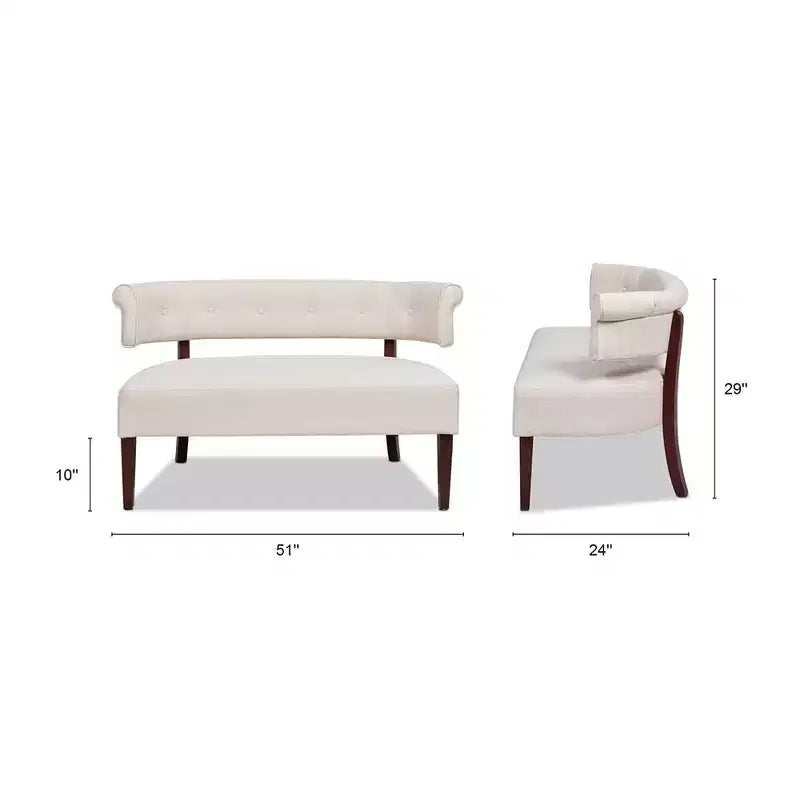 Banc causeuse capitonné avec accoudoirs Jared Jennifer Taylor Home