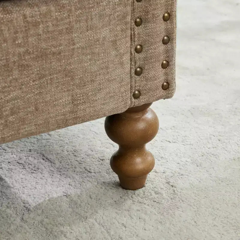 Clihome Chaise longue capitonnée en chenille de 75,2 po avec oreillers et clous décoratifs