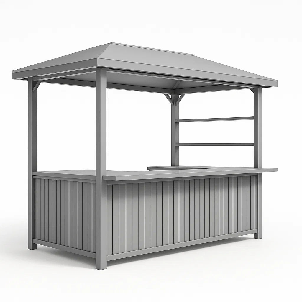 Pavillon de jardin avec bar en acier gris 200x100x250 cm