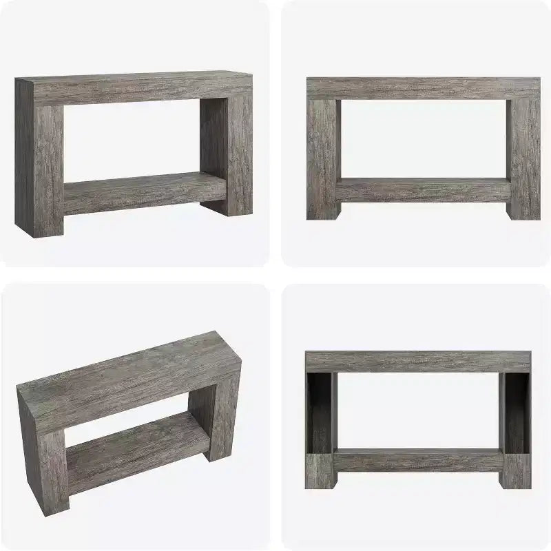 Console 2 niveaux pour salon et entrée, grande table de canapé avec rangement, table d'entrée de couloir, longue table d'entrée pour l'organisation de la décoration
