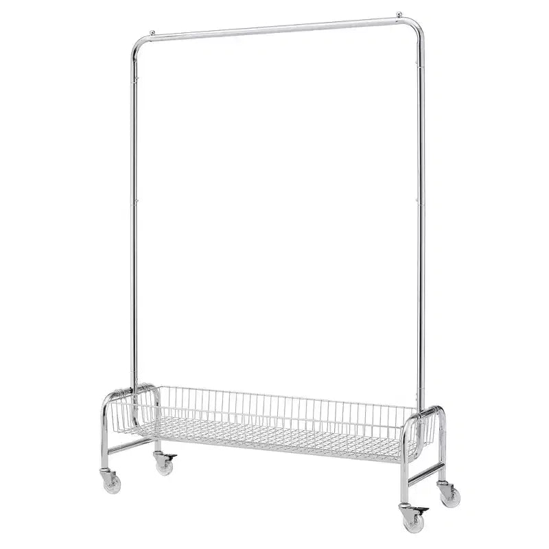 VIYET 67 800LBS Portant à vêtements avec panier de rangement, portant à vêtements roulant en fer robuste (2 pièces/carton, cintre pliable portable)