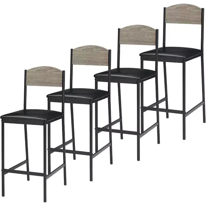 Tabourets de bar TROPOW, lot de 2-4 tabourets de bar rembourrés en PU, tabourets de bar modernes de 64 cm avec dossier et repose-pieds, chaises de salle à manger
