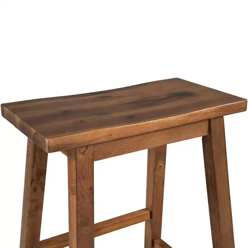 Tabourets de cuisine rustiques Whisen de style campagnard, lot de 2, chaises de cuisine en bois hauteur comptoir - Noyer