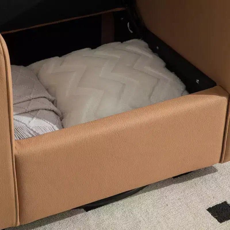 Fauteuil pivotant à 360° avec rangement dissimulé, fauteuil club une place avec oreiller pour salon, chambre, salle de lecture - ModernLuxe