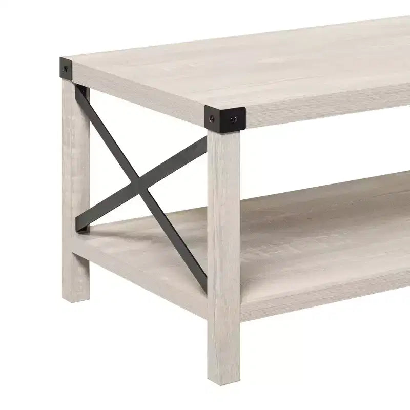 Table basse Sophie Rustic Industrial à piètement X - Saracina Home