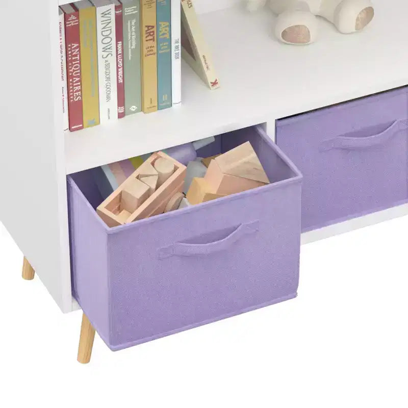 Commode de chambre Okak avec 3 tiroirs en tissu pliable, grand placard de rangement pour jouets, étagère à livres pour enfants pour couloir et chambre d'enfant