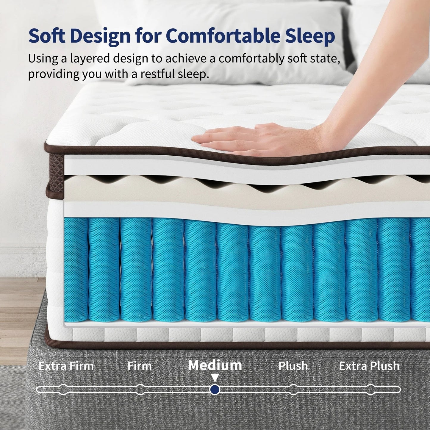 Matelas en mousse à mémoire de forme hybride 10 po – Soutien ferme moyen avec ressorts renforcés pour le soulagement de la pression, certifié CertiPUR-US