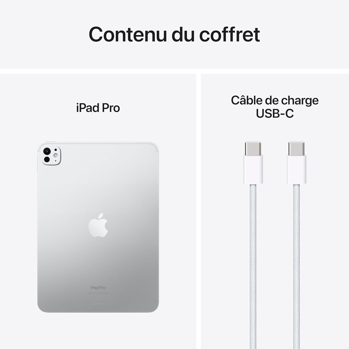 Apple iPad Pro 11 (M4) : Écran Ultra Retina XDR, 512 Go, Caméra Avant 12 Mpx Horizontale/Appareil Photo arrière 12 Mpx, Scanner LiDAR, Wi-FI 6E, Autonomie d’Une journée, Verre Standard - Argent