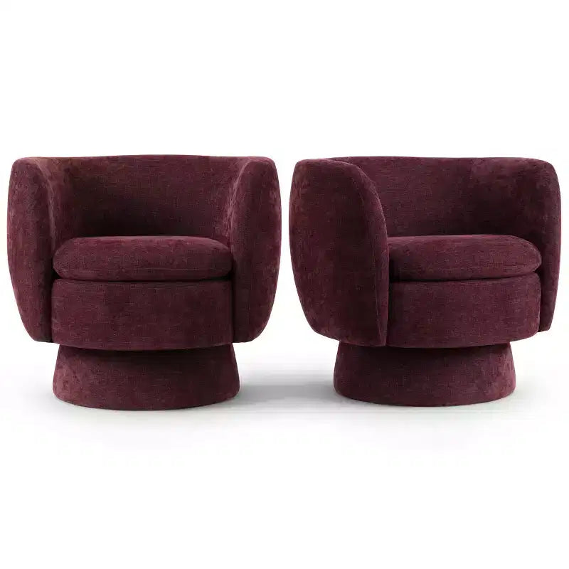 Lot de 2 fauteuils pivotants modernes avec revêtement en tissu, fauteuil lounge pivotant à 360° pour salon, chambre à coucher - Panipeachy