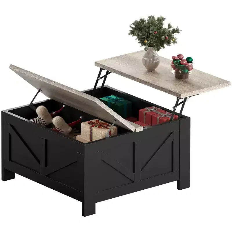 Table basse relevable en bois Yaheetech avec compartiments cachés pour salon ou réception