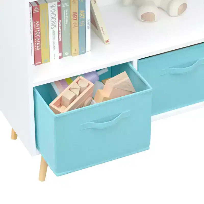 Commode de chambre Okak avec 3 tiroirs en tissu pliable, grand placard de rangement pour jouets, étagère à livres pour enfants pour couloir et chambre d'enfant