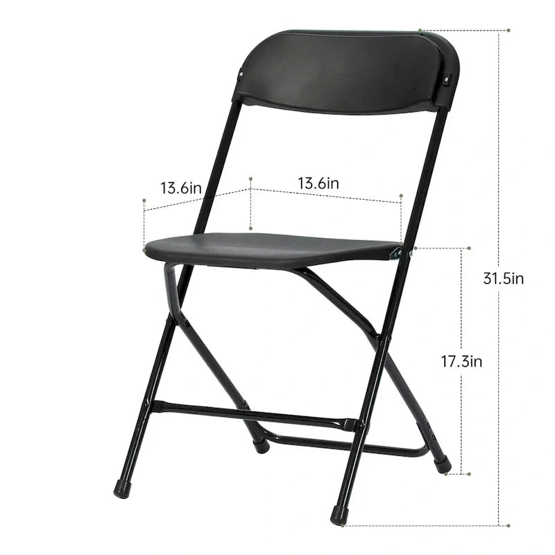 Chaise pliante en plastique, lot de 10, capacité de 158 kg pour événements, bureau, mariage, fête, pique-nique, cuisine, salle à manger