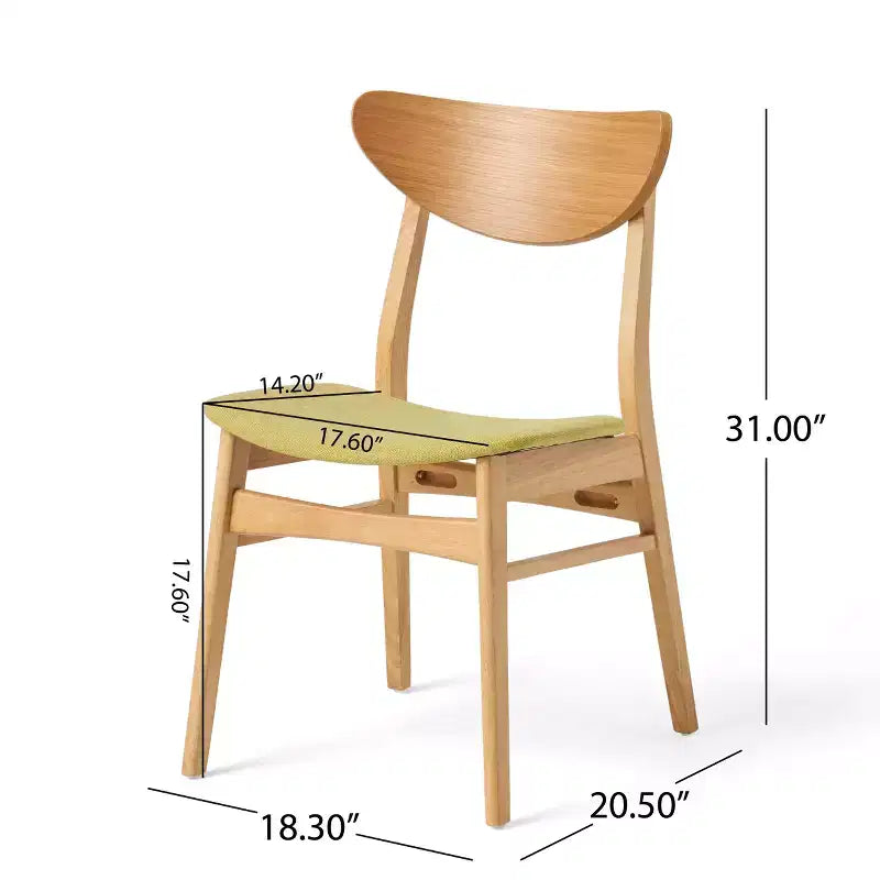 Chaises de salle à manger GDFStudio Toranto en bois d'hévéa et tissu d'inspiration Mid-Century (Lot de 2)