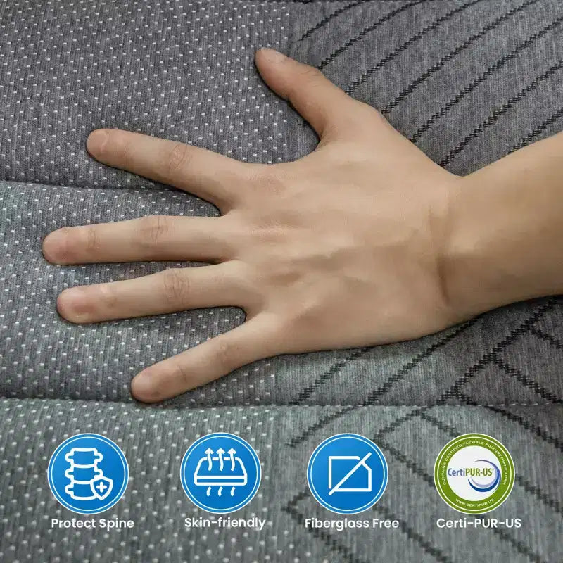 Matelas hybride Swedrea en mousse à mémoire de forme respirante et rafraîchissante, livré en boîte, noir