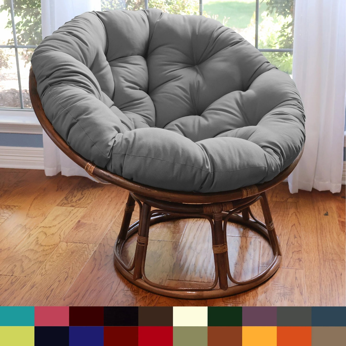 Fauteuil Papasan en rotin Bali 42 po avec coussin en sergé