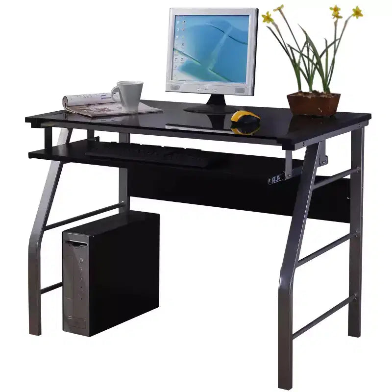 Bureau/Table d'ordinateur de la marque King en métal avec plateau en verre pour bureau à domicile