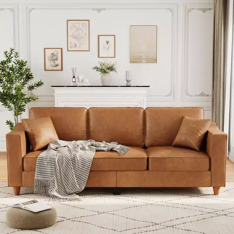 Canapé 3 places moderne 85 en similicuir – Canapés profonds avec larges accoudoirs pour salon ou bureau