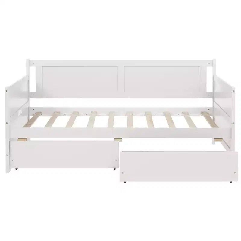 Lit de repos double avec deux tiroirs de rangement, Lit plateforme en bois avec rangement pour chambre à coucher