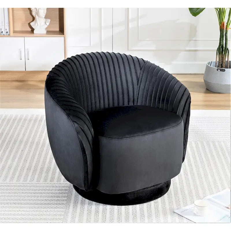 Petit fauteuil pivotant rond en velours Milvo