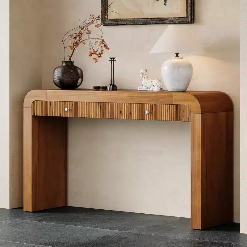 Console rustique Whisen Table d'entrée Table d'appoint avec tiroir à façade cannelée