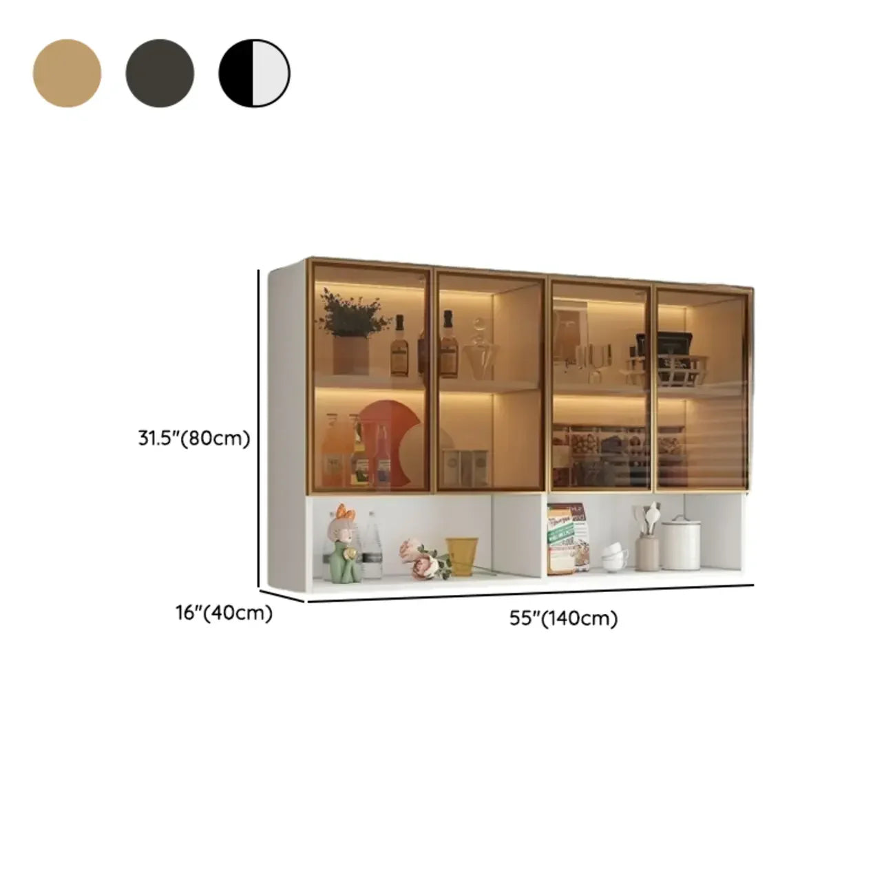 Armoire de cuisine murale grise en bois pour rangement
