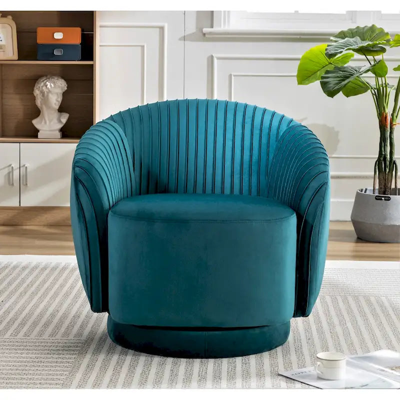 Petit fauteuil pivotant rond en velours Milvo