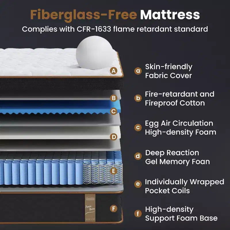10 matelas hybrides King Plush avec ressorts ensachés et mousse à mémoire de forme au gel, sans fibre de verre