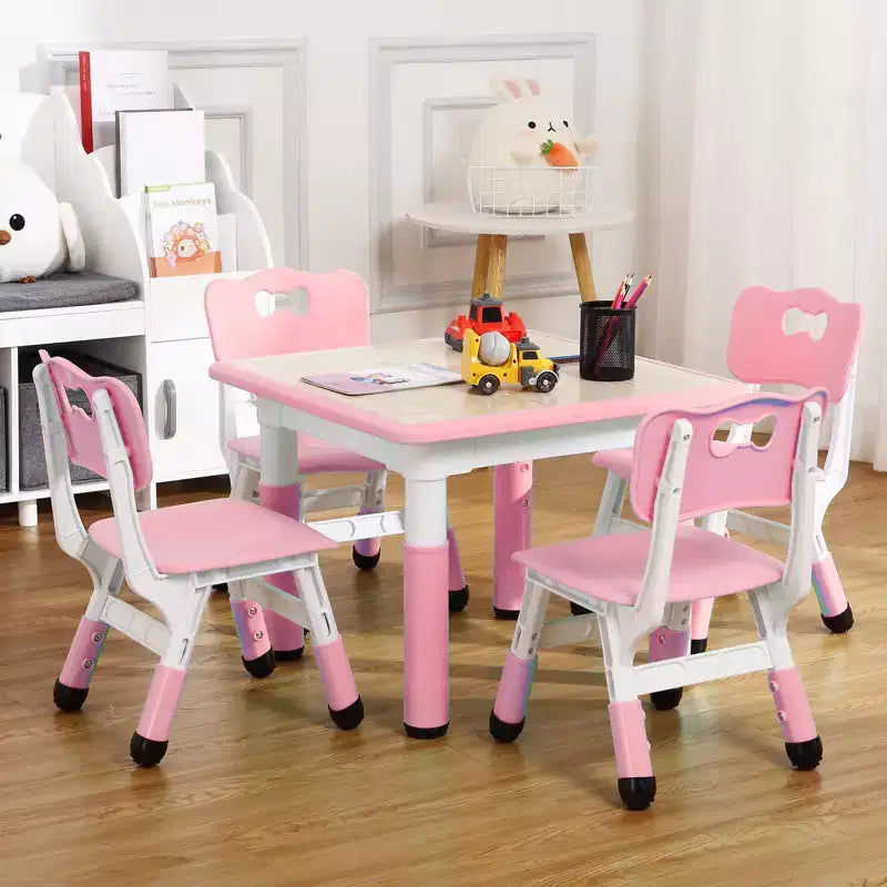 Ensemble Table et Chaises pour Enfants, Bureau Réglable en Hauteur pour Enfants de 2 à 10 Ans, Table d'Activités Manuelles, Pieds Antidérapants, pour Salles de Classe et Garderies