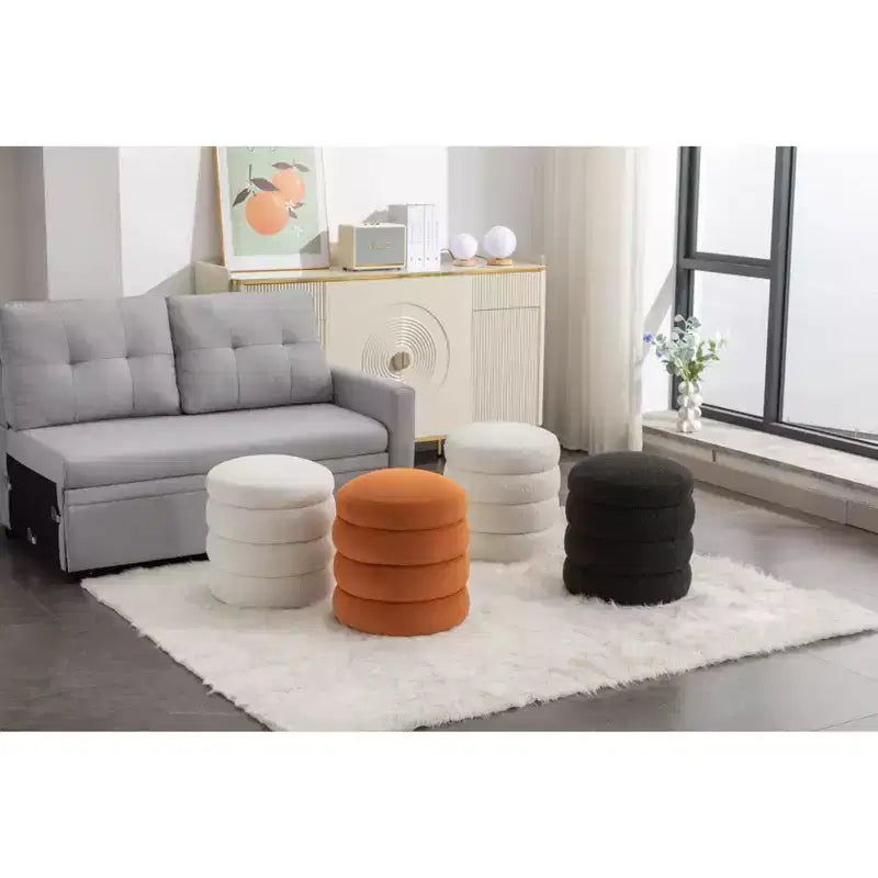 Okak Ottoman Rond Moderne Banc Tabouret de Coiffeuse Chaise Rembourrée en Velours Doux Tabouret Repose-Pieds pour Canapé Salon Chambre Entrée