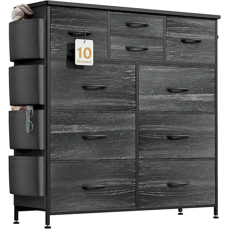 Commode à 10 tiroirs en tissu Meuble de rangement Tour de rangement pour placard Chambre
