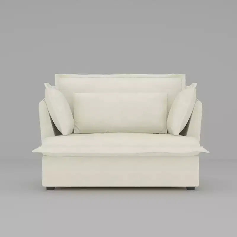 Fauteuil simple rembourré blanc Famapy, meuble de salon confortable avec coussins moelleux en coton