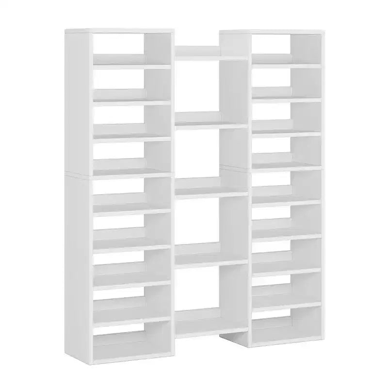 MAYEERTY Grand range-chaussures blanc à 14 niveaux et 23 étagères, organiseur de chaussures vertical d'une capacité de 46 paires pour petits espaces