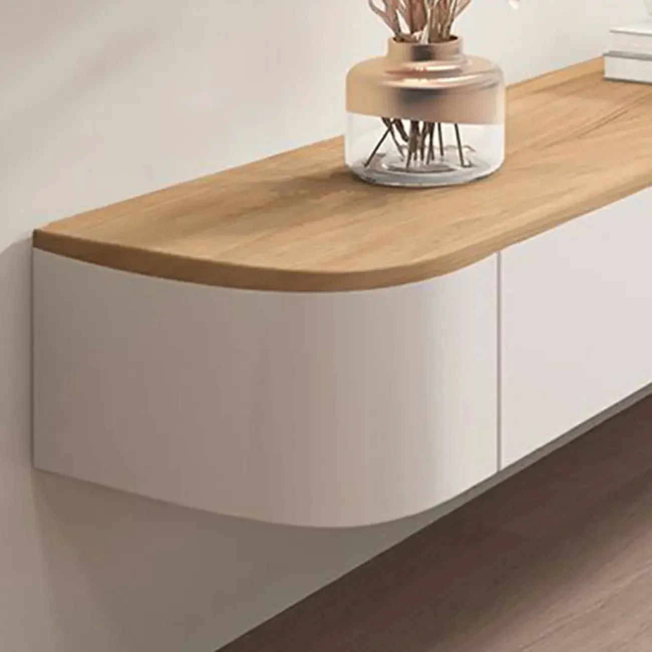 Meuble TV mural contemporain en bois blanc avec tiroirs