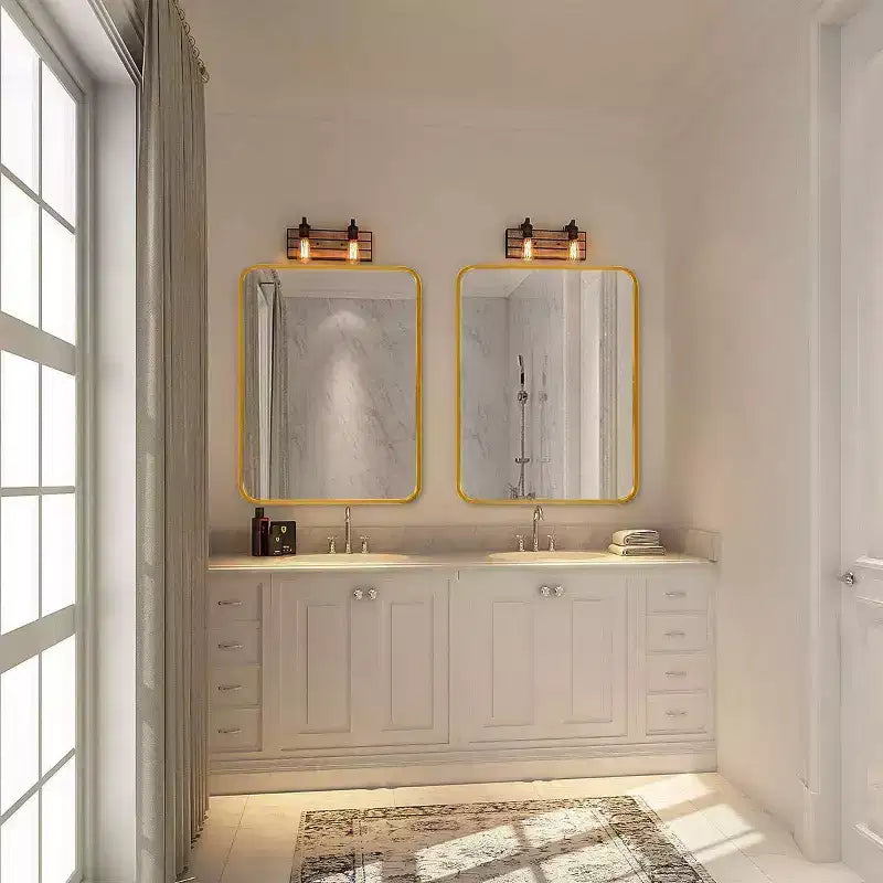 Miroir mural de salle de bain rectangulaire encadré en métal noir 24x36 pouces.