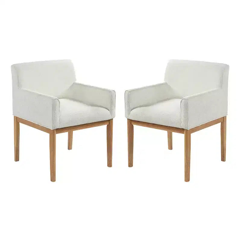 Christopher Knight Home Laure, chaises de salle à manger modernes en bois d'hévéa et tissu avec accoudoirs (lot de 2)