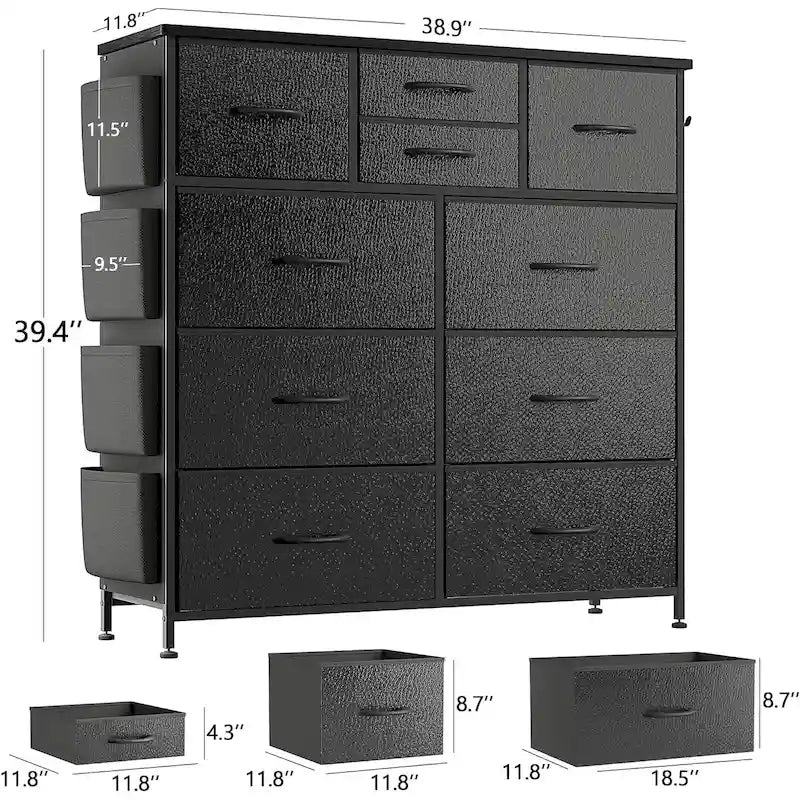 Commode à 10 tiroirs en tissu Meuble de rangement Tour de rangement pour placard Chambre