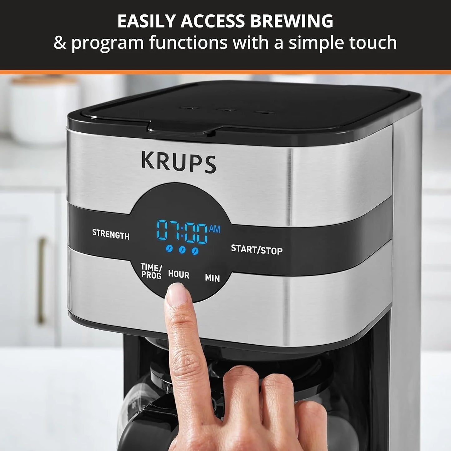 Cafetière numérique 10 tasses, acier inoxydable noir, programmation de l'infusion, pause et service automatiques