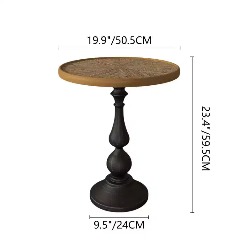 Table d'appoint en bois, Table d'appoint rétro, Table d'appoint de café décorative de style campagnard français, Petite table basse ronde moderne