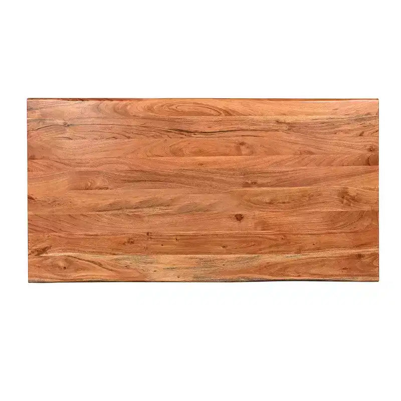 Table à manger rectangulaire Royal Hampton de 67 pouces avec pieds en métal croisés et plateau en bois d'acacia aspect bois naturel
