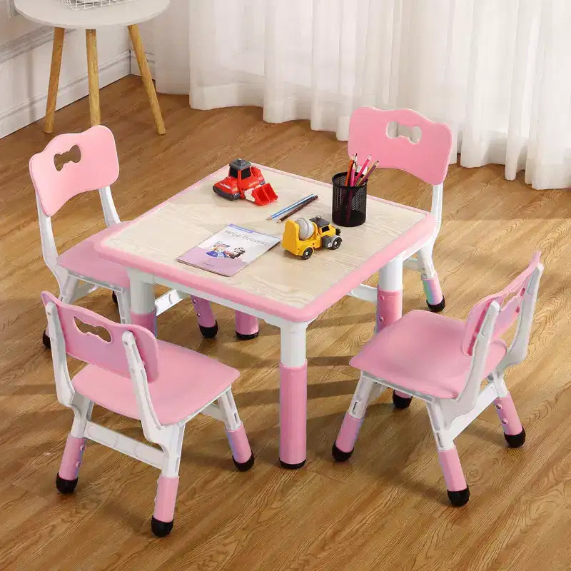 Ensemble Table et Chaises pour Enfants, Bureau Réglable en Hauteur pour Enfants de 2 à 10 Ans, Table d'Activités Manuelles, Pieds Antidérapants, pour Salles de Classe et Garderies